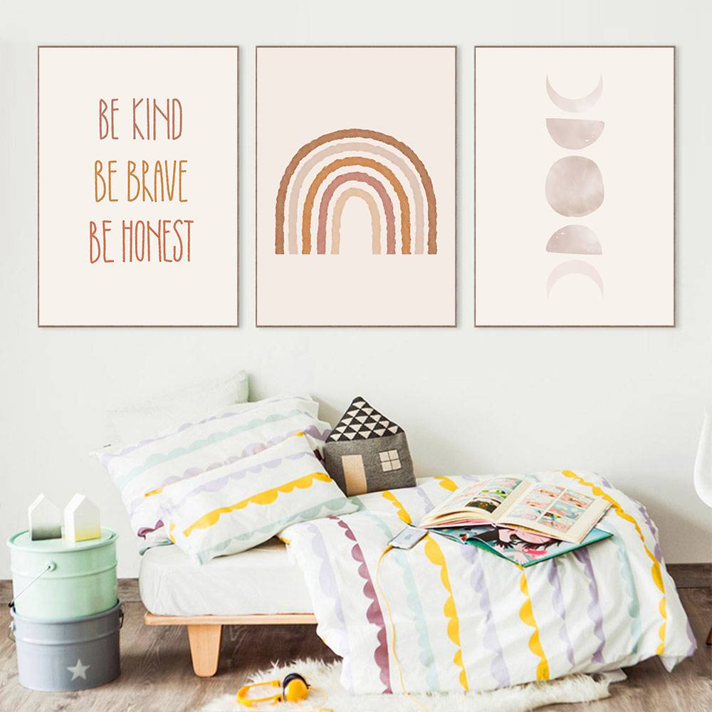 Tranh canvas treo tường in hình lạc đà / mặt trời / cầu vồng trang trí phòng bé