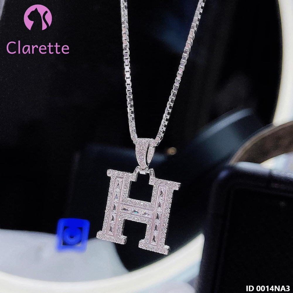 Dây chuyền bạc cho nam mặt chữ cái T H N Clarette 0014NA
