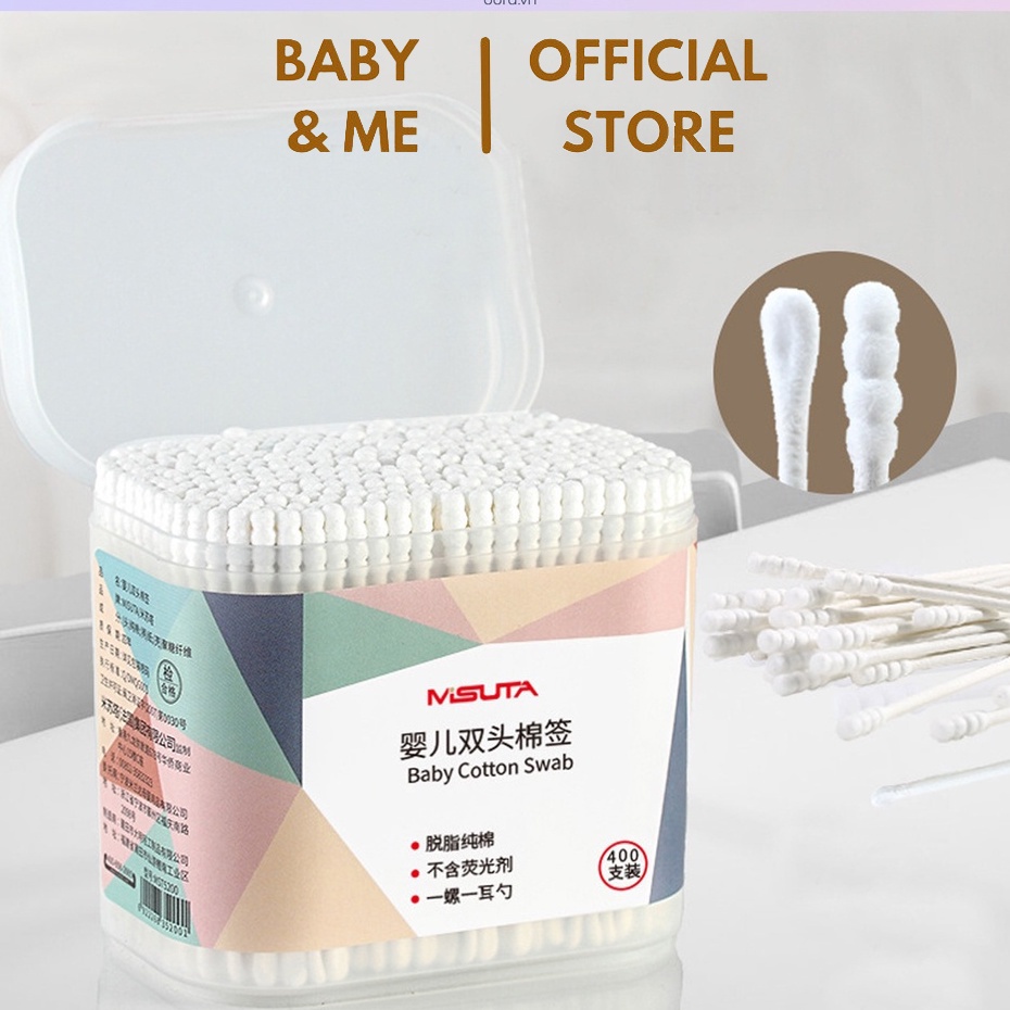 Tăm bông Misuta cho trẻ sơ sinh siêu sạch hộp 400 que