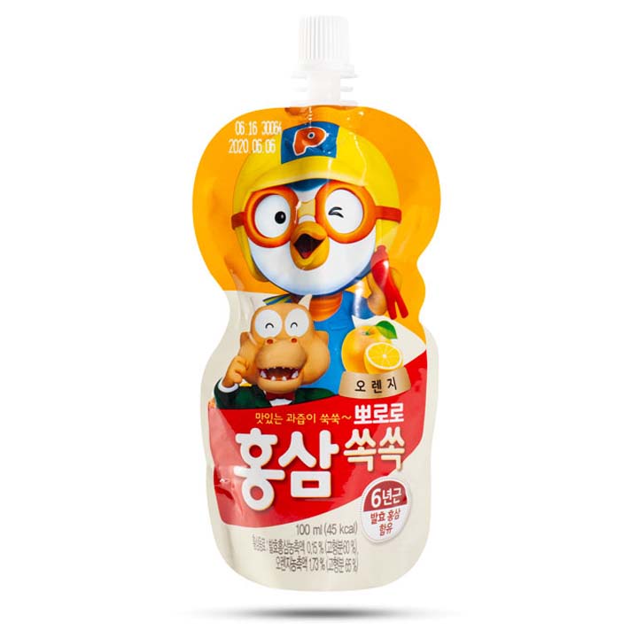Nước Hồng Sâm Trái Cây Pororo Paldo Hàn Quốc 100ml (3 Vị)