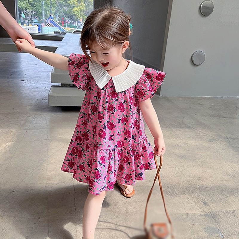 Đầm Hoa Cổ Búp Bê Thời Trang Mùa Hè Xinh Xắn Dành Cho Bé Gái