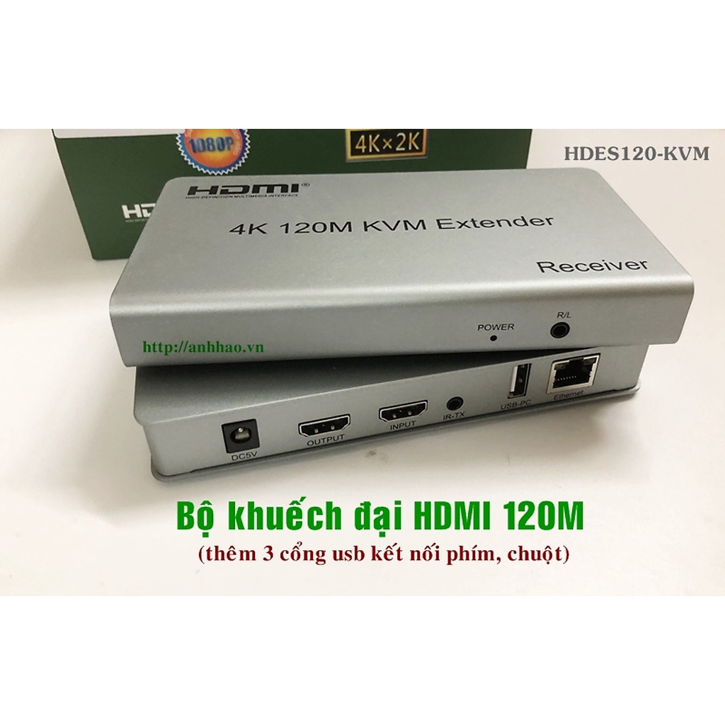 Bộ kéo dài HDMI qua Lan 120m có cổng USB hỗ trợ 4k - SẴN HÀNG