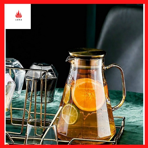Bình đựng nước, ấm đun nước thủy tinh chịu nhiệt cao trong suốt sáng bóng bộ bình thủy tinh cao cấp