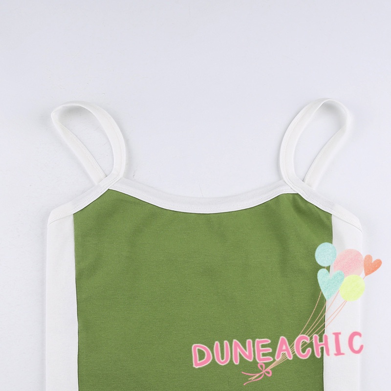 DUNEA Áo Hai Dây Màu Sắc Tương Phản Quyến Rũ Cho Nữ