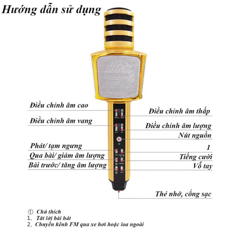 Micro Karaoke Bluetooth không dây bắt tiếng tốt, siêu bass