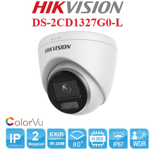 Camera IP Dome Colorvu 2MP HIKVISION DS-2CD1327G0-L - Hàng chính hãng