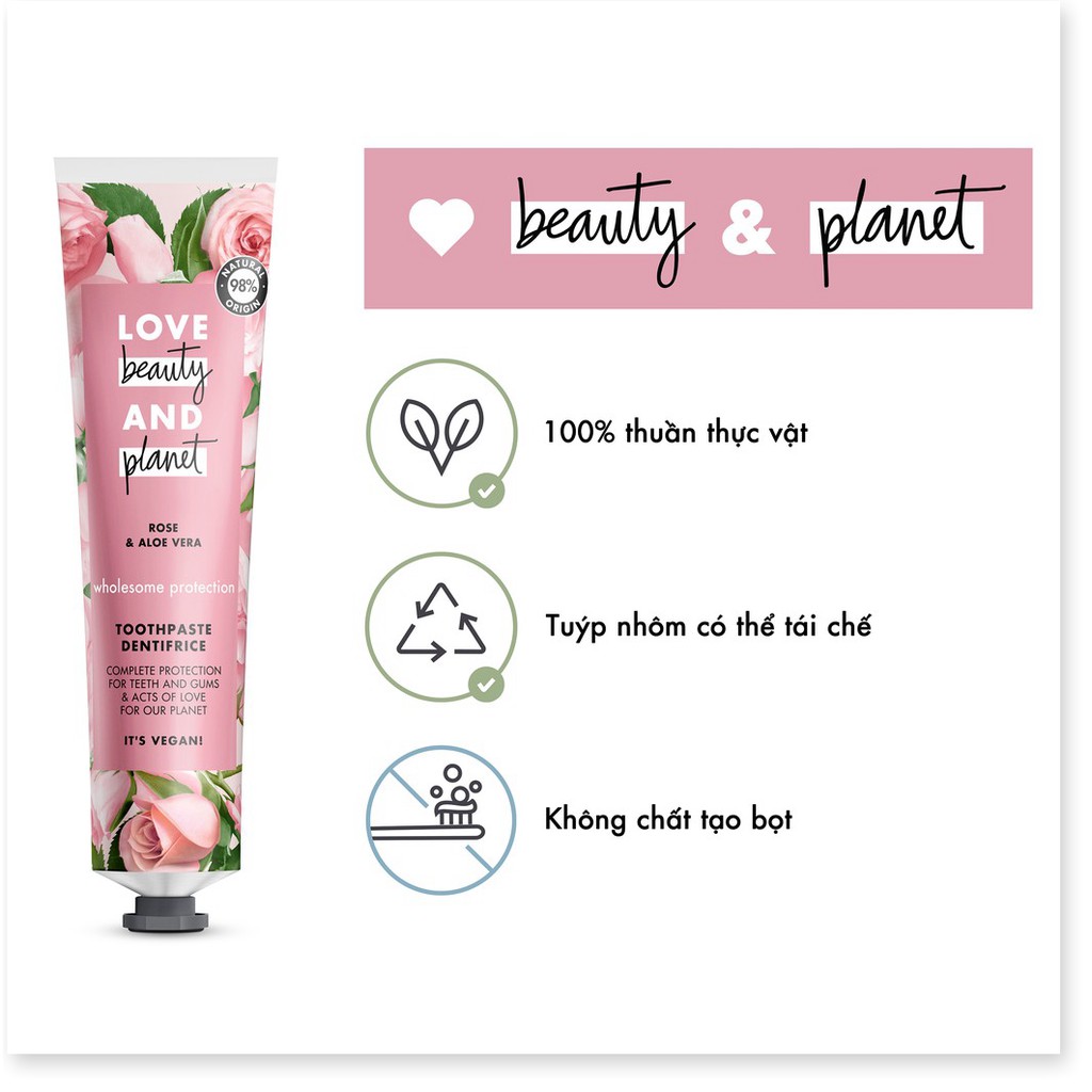 [Mã chiết khấu giảm giá sỉ mỹ phẩm chính hãng] Kem đánh răng thiên nhiên Love Beauty And Planet 75ml/Tuýp