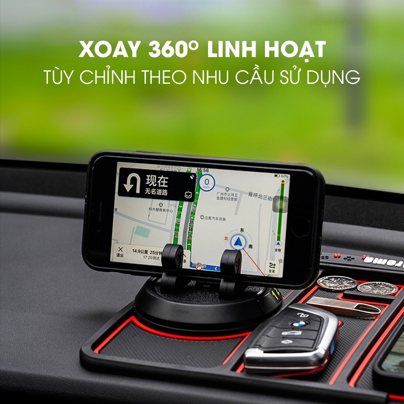 Giá Đỡ Điện Thoại Trên Ô Tô, Chống Trượt, Xoay 360 độ, Có Bảng Số Điện Thoại - thảm đặt taplo ô tô