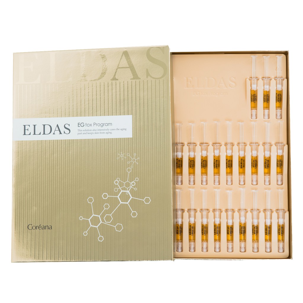 Hộp 30 Ống Tế Bào Gốc Nuôi dưỡng làn da Chống Lão Hóa Eldas Eg Tox Program Ampoule 2ml x 30