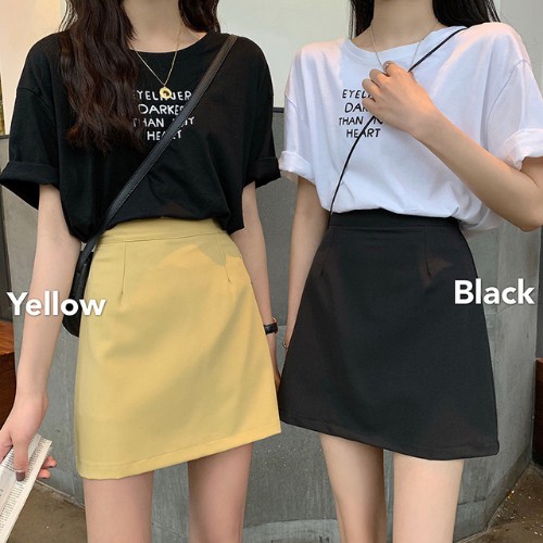 Chân váy ngắn chữ A eo cao màu trơn kiểu dáng đẹp cá tính