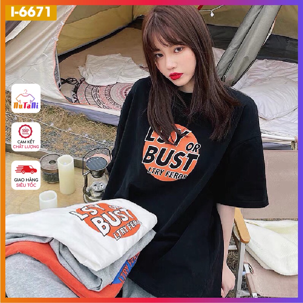 Áo Thun Nữ Unisex/Tay Ngắn In Họa Tiết Màu Cam - i6671 NUTANI