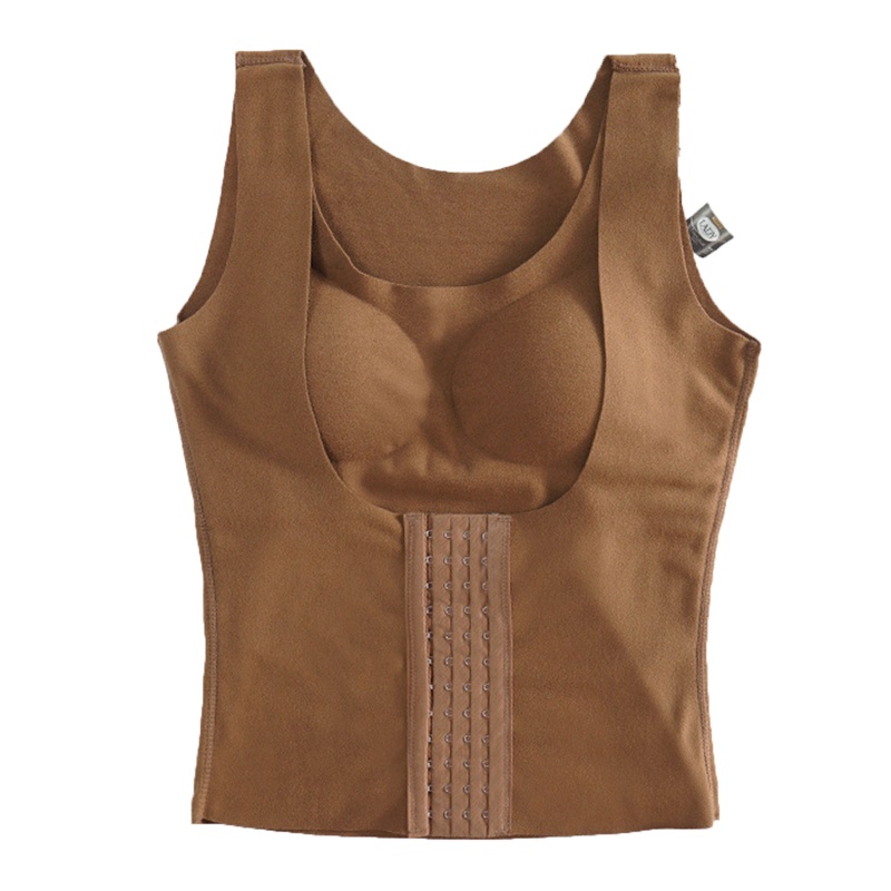 Brroa Áo Lót Nhung Không Tay Giữ Ấm Mùa Đông Có Móc Cài Phía Trước Cho Nữ