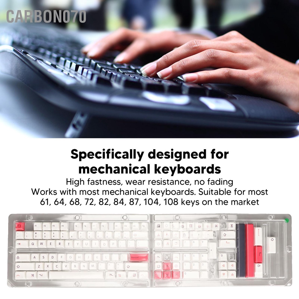 Carbon070 126 Phím Keycaps Màu hồng trắng Bàn phím PBT Nhiệt thăng hoa XDA Chiều cao DIY Tự làm cho cơ học Tiếng Anh