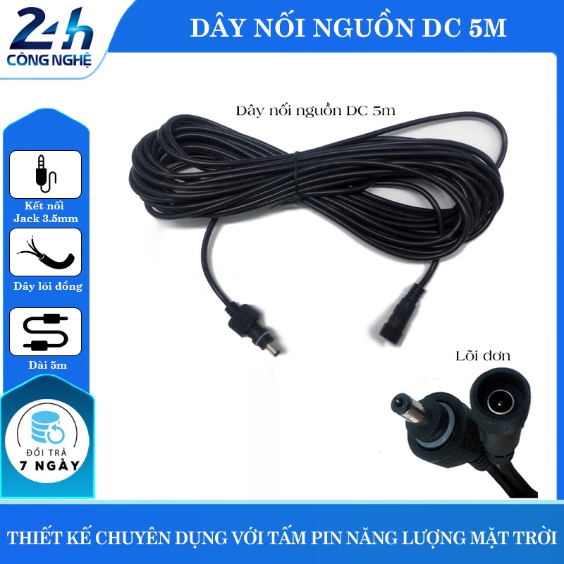 Dây nối nguồn DC dài 5M cho đèn năng lượng mặt trời SOLAR LIGHT - Lõi đơn - D1061