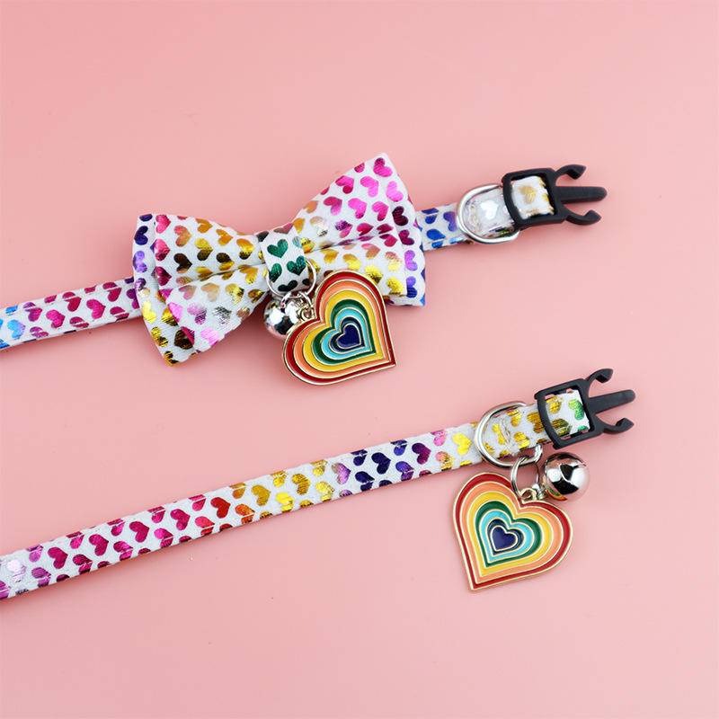 Vòng Cổ Có Chuông Và Mặt Hình Trái Tim Nhiều Màu Dễ Thương Chống Gàu An Toàn Cho Thú Cưng