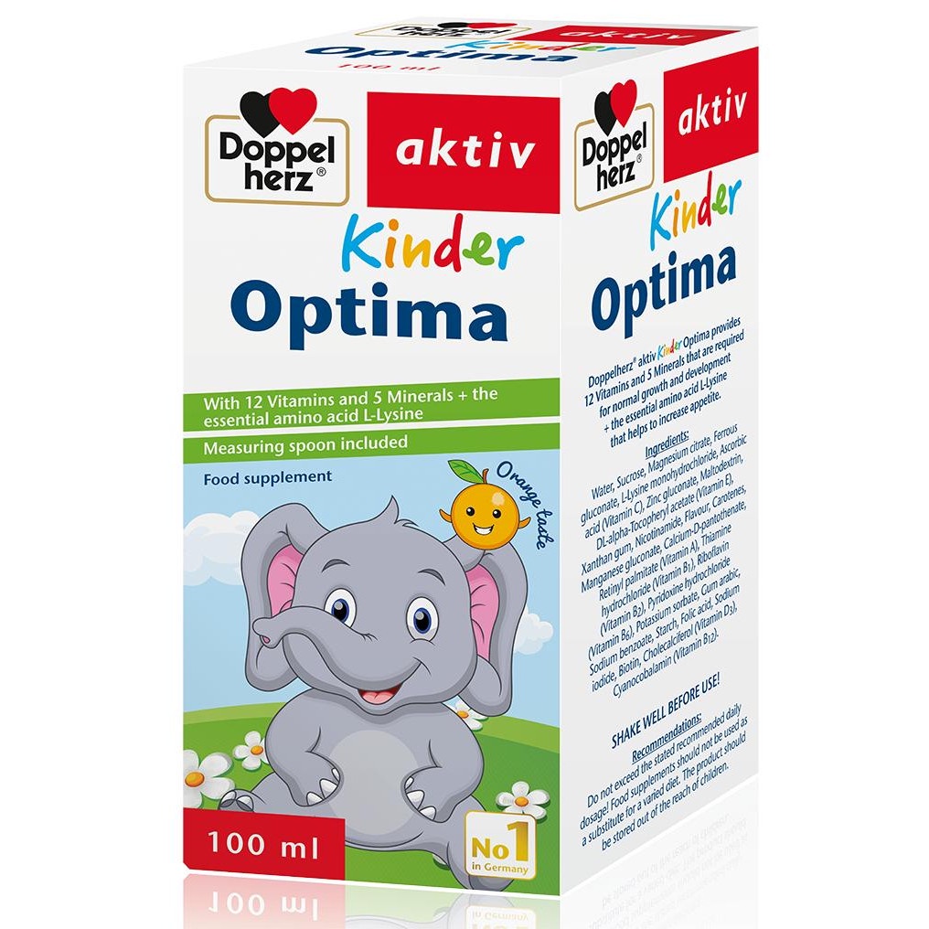 Siro Bổ Sung Vitamin, Khoáng Chất Giúp Ăn Ngon, Tăng Sức Đề Kháng Cho Bé Từ 1 Tuổi Kinder Optima Doppelherz 100ml