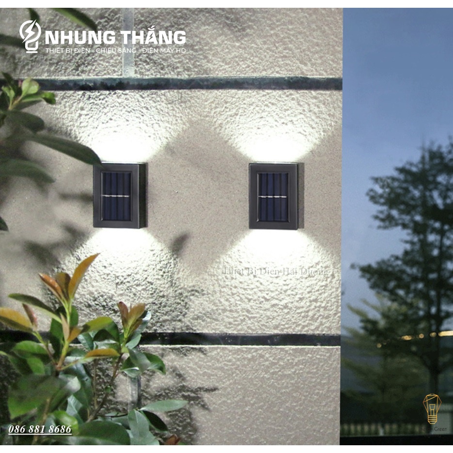 Đèn Tường 2 Đầu Chiếu Sáng MT-33,MT-32 - Sử Dụng Năng Lượng Mặt Trời - Chống Nước IP65 - Ánh Sáng Trắng,Vàng,Đổi Màu