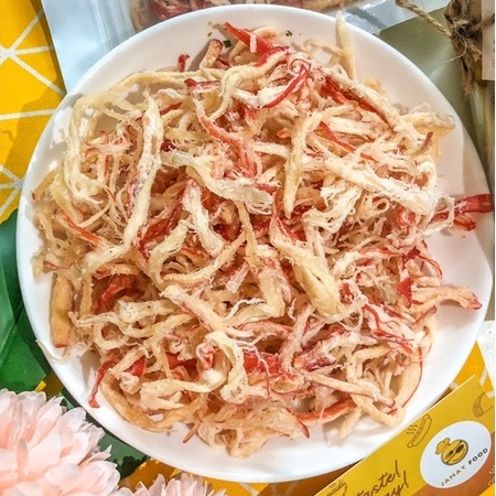 Khô mực xé sợi hấp nước dừa mềm ngọt thơm ngon đặc biệt | Ăn Vặt Jamay Food