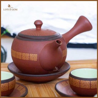 Ấm Chén Đẹp Tử Sa Quai Ngang Kiểu Nhật