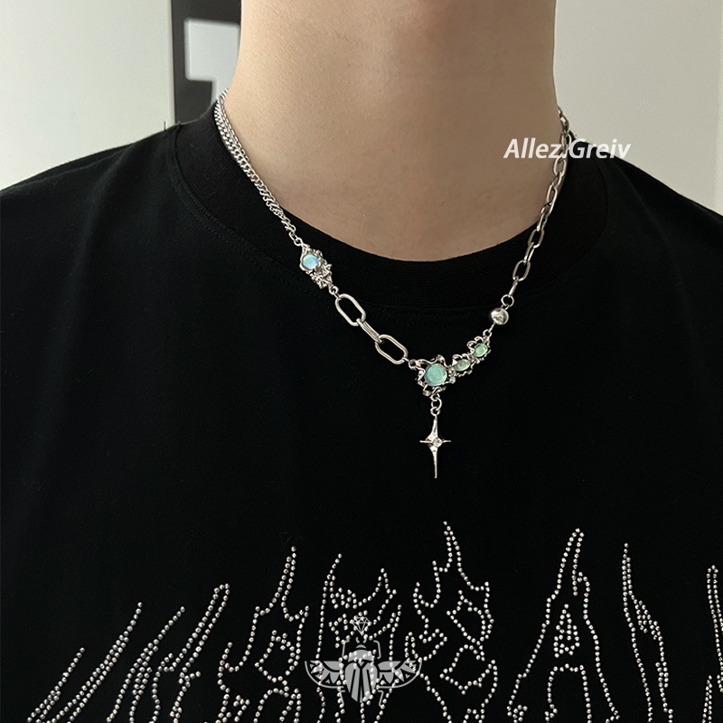 Vòng cổ Mặt Đá Opal Hình Ngôi Sao Thời Trang unisex