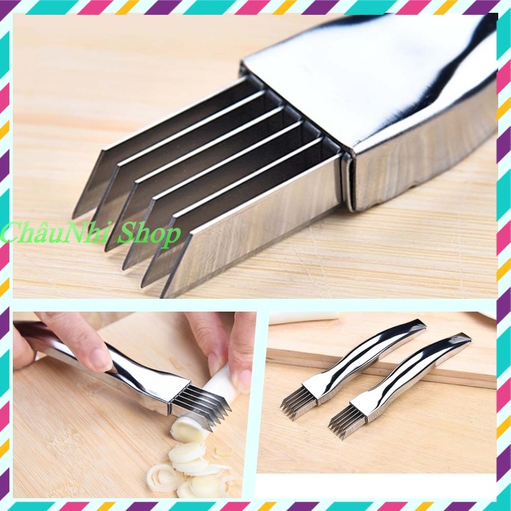 Dao chẻ đa năng 6 lưỡi inox, cắt chẻ hành lá, măng, rau muống, củ quả