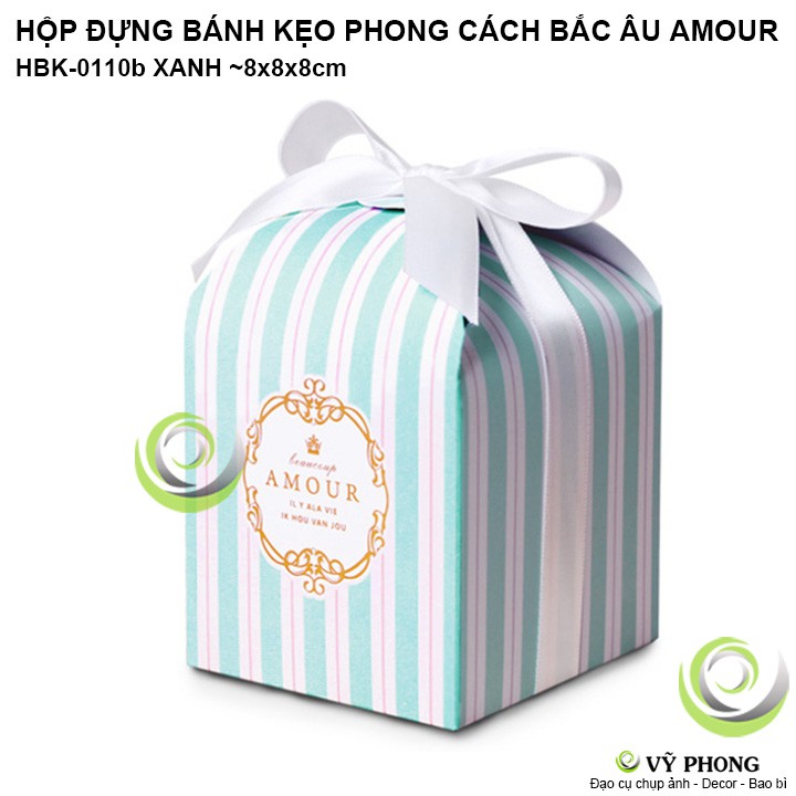 HỘP GIẤY ĐỰNG BÁNH KẸO QUÀ TẶNG CÁC DỊP LỂ ĐÁM CƯỚI PHONG CÁCH BẮC ÂU SANG TRỌNG CHỮ NHŨ VÀNG HBK-0110