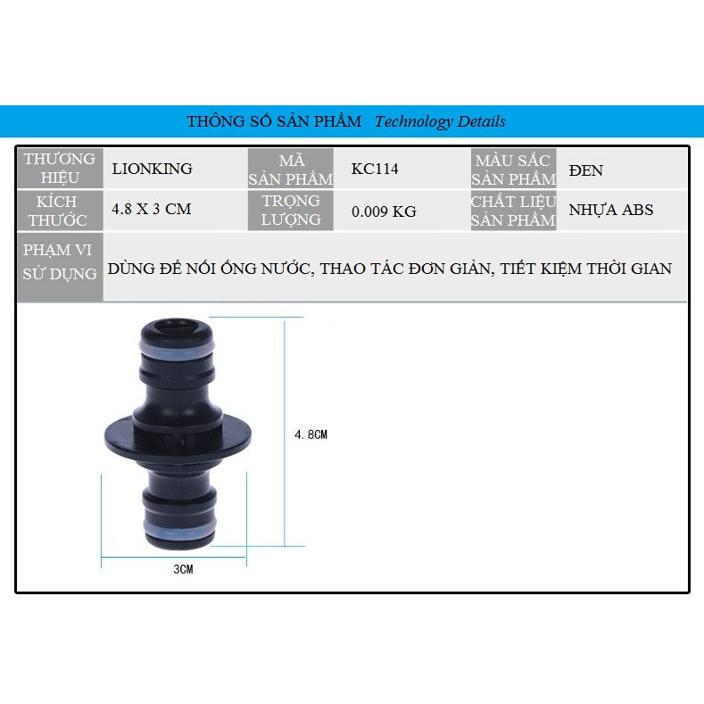 Khớp Nối Nhanh LionKing KC114 - Dùng Để Kết Nối Nhanh 2 Đầu Ống Nước