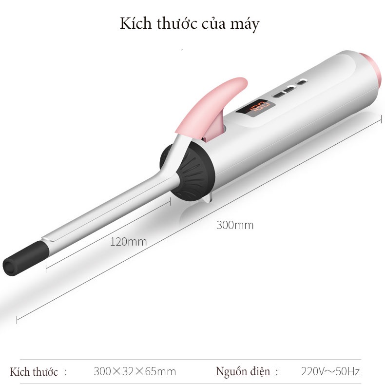 Máy uốn tóc hàn quốc cao cấp có thể điều chỉnh các mức nhiệt khác nhau với 3 size 9mm/13mm/16mm tặng kèm lược và kẹp