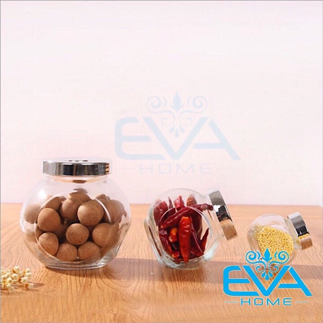 Bộ 3 Hũ Đựng Gia Vị Thuỷ Tinh 380 Ml Đáy Nghiêng Nắp Nhiều Màu