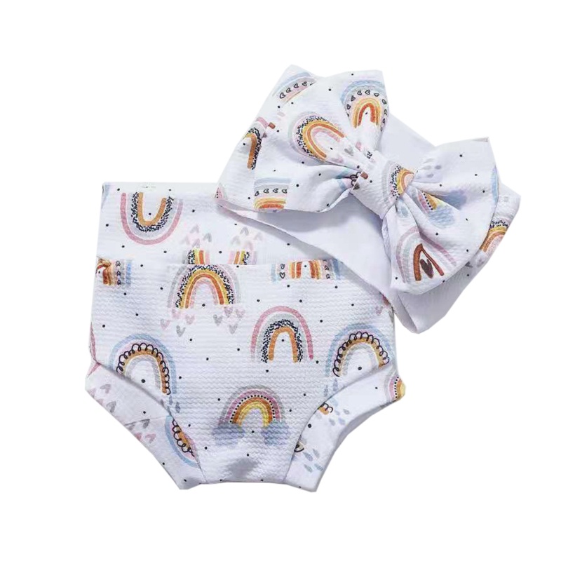 Bộ 2 Món Gồm Băng Đô Và Quần Ngắn In Họa Tiết Chữ uer Dành Cho Bé Sơ Sinh