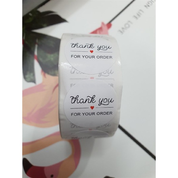 Tem dán cuộn 500 tem ⚡ MẪU MỚI ⚡H3 tem dán bánh chữ Thank You trắng đẹp và độc đáo