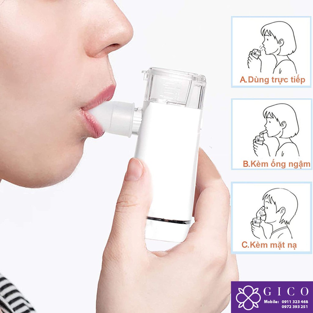 Máy khí dung cầm tay, máy xông mũi  GICO GCN101 – Trị viêm phổi, viêm phế quản, viêm xoang