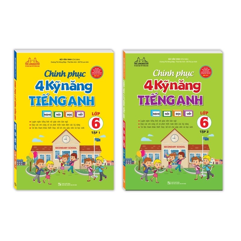 Sách.___.Chinh Phục 4 Kỹ Năng Tiếng Anh - Nghe Nói Đọc Viết Lớp 6 Tập 1 + 6 Tập 2