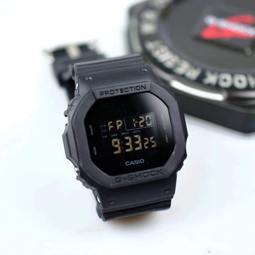 Đồng hồ nam Casio GSHOCK DW-5600BB-1CR Dây cao su mặt kính chống nước hiện thị ANALOG chính hãng