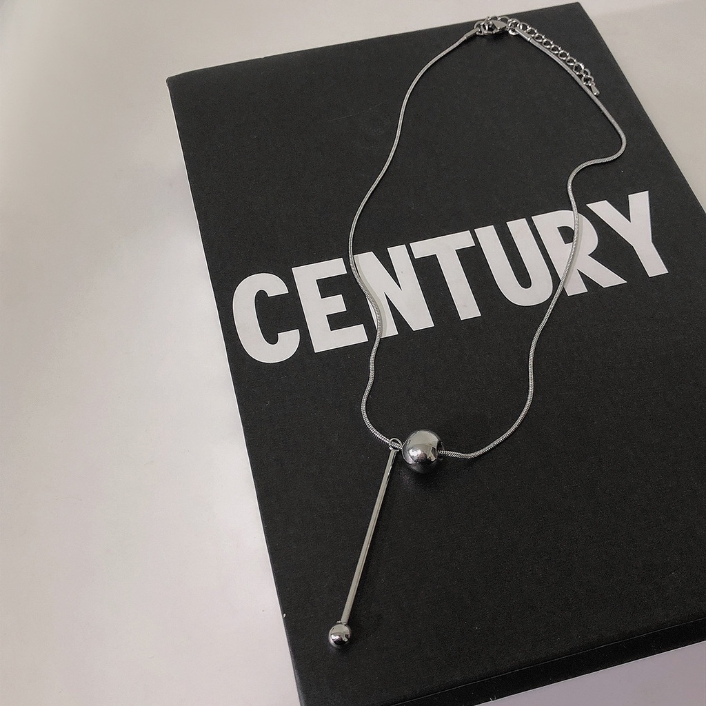 Dây chuyền mặt bi tròn bằng kim loại 19a1453 phong cách hip-hop đơn giản thời trang dễ phối đồ cho nam và nữ