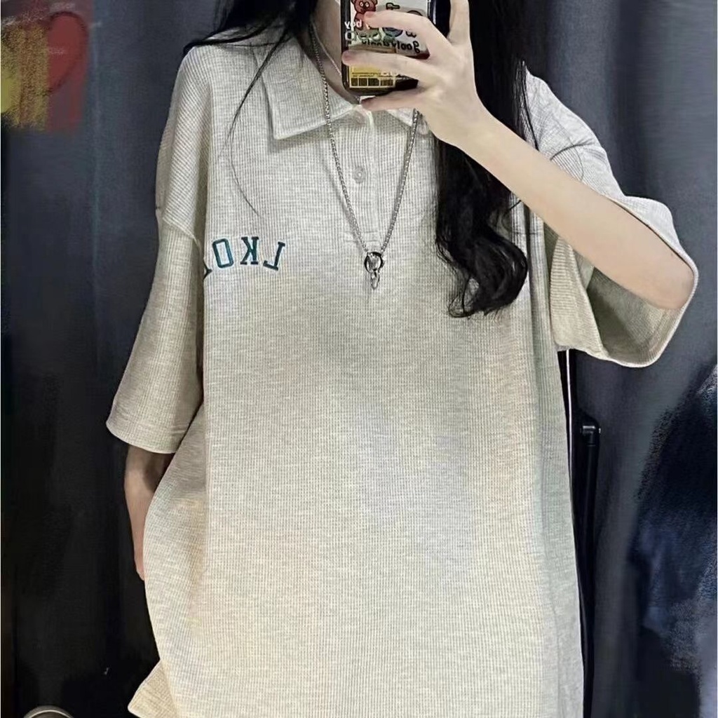 Áo Thun Nữ Tay Ngắn Có Cổ Phong Cách Hong Kong