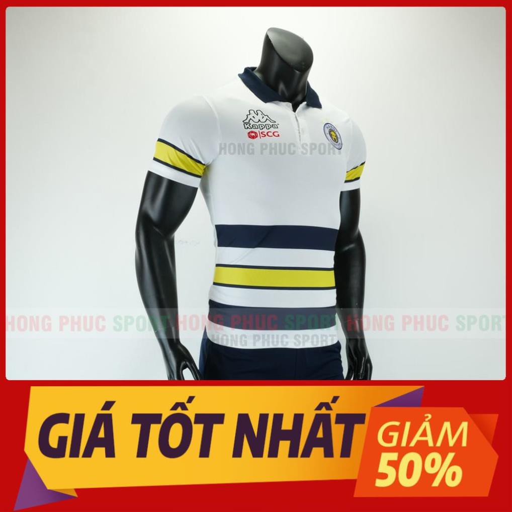 hàng chính hãng -  Bộ quần áo đá bóng Hà Nội Polo vải dệt kim cao cấp, size châu âu, quần có túi mẫu 2019