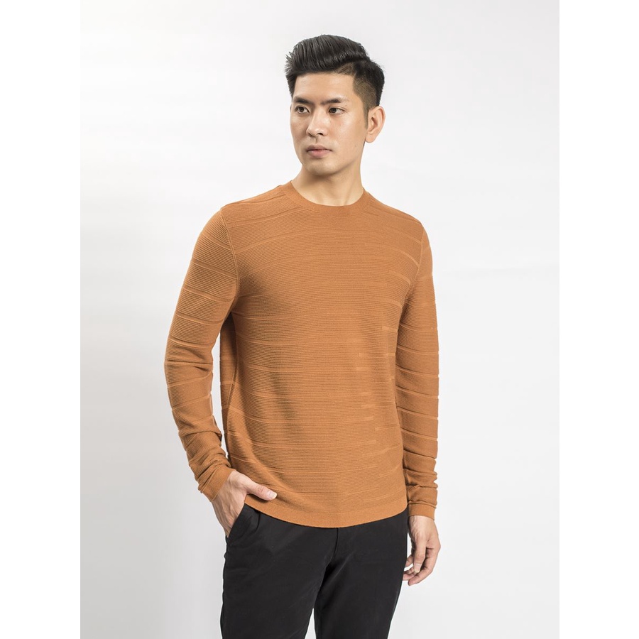 Áo len nam dài tay ARISTINO AWO004W8 dáng suông mỏng nhẹ nhưng ấm áp, co giãn thoải mái, toạ tiết vân ngang