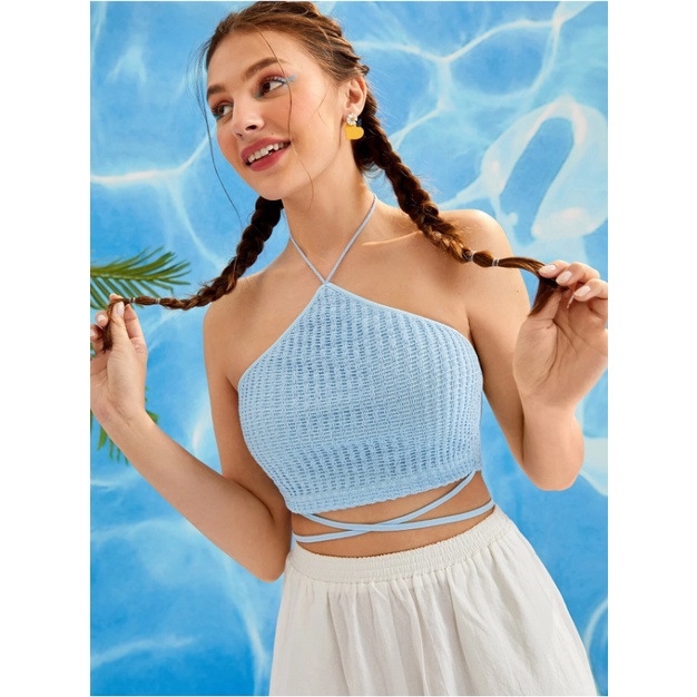 Áo hai dây dáng yếm có dây buộc eo sexy