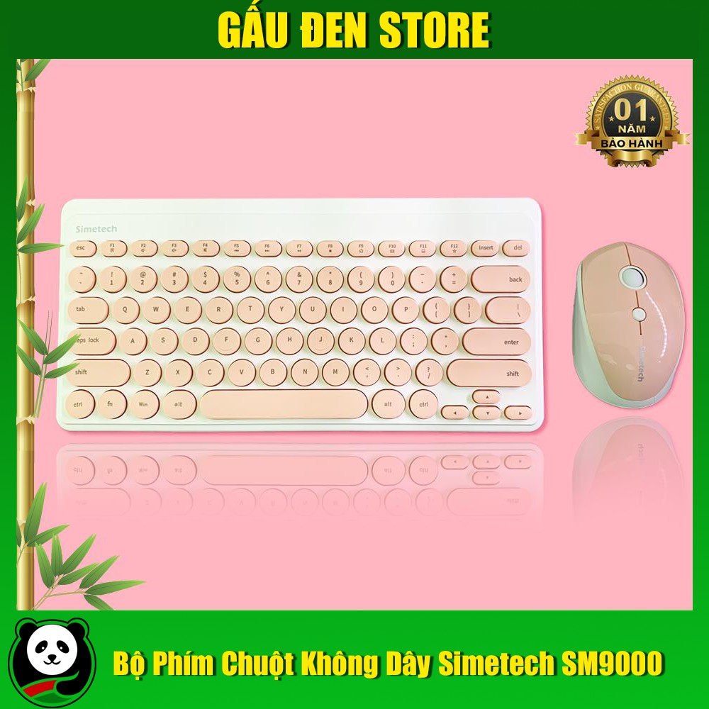 (Hàng Chính Hãng) Bộ phím chuột không dây Simetech SM9000 Màu Hồng | BigBuy360 - bigbuy360.vn