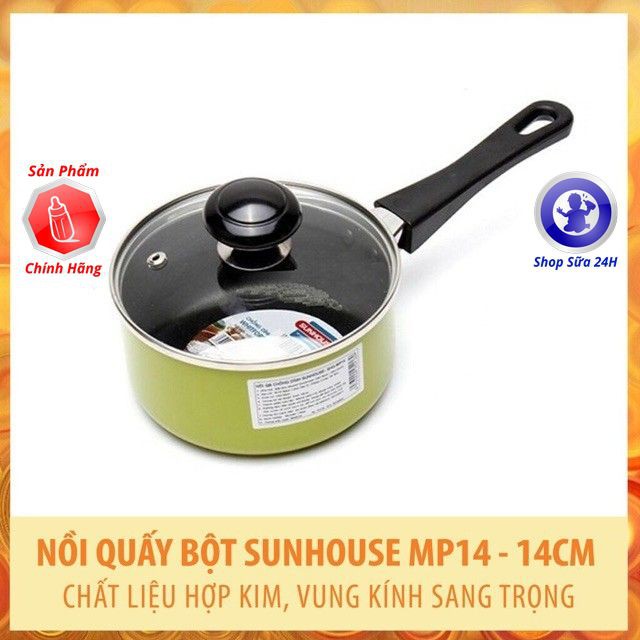 [SALE] Nồi Quấy Bột/ Nấu Bột Chống Dính Sunhouse SHG-MP14 Màu Xanh (14cm)