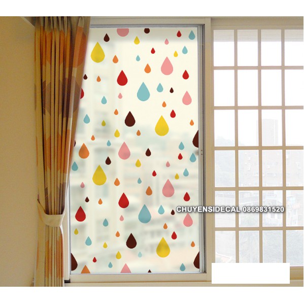 Decal Dán Kính Cao Cấp - giọt nước Sắc Màu ( 60x116cm )