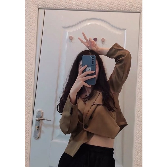 Áo blazer dài tay dáng ngắn áo croptop