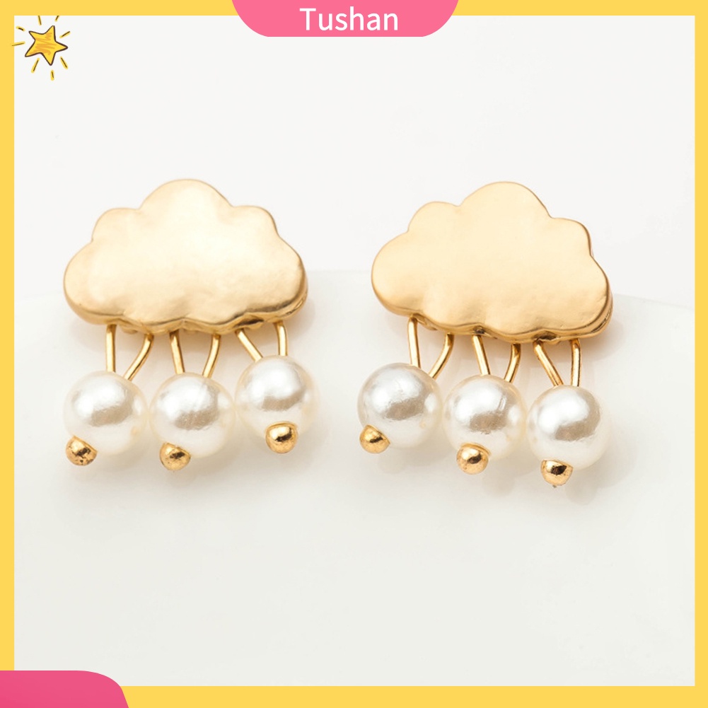 Hoa tai hình đám mây mưa đính ngọc trai xinh xắn cho nữ