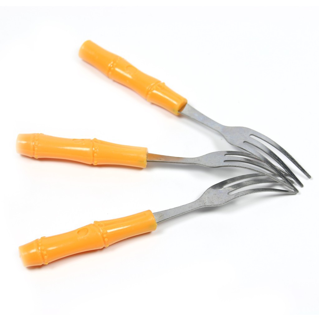Dĩa inox xiên hoa quả cán nhựa - Giá 1 chiếc/ 2 chiếc/ 3 / 5 chiếc