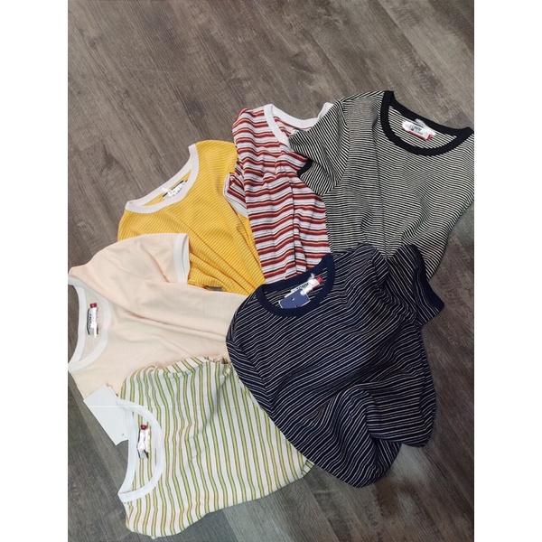 Áo thun nữ sọc ngang thun gân T.o.m.m.y