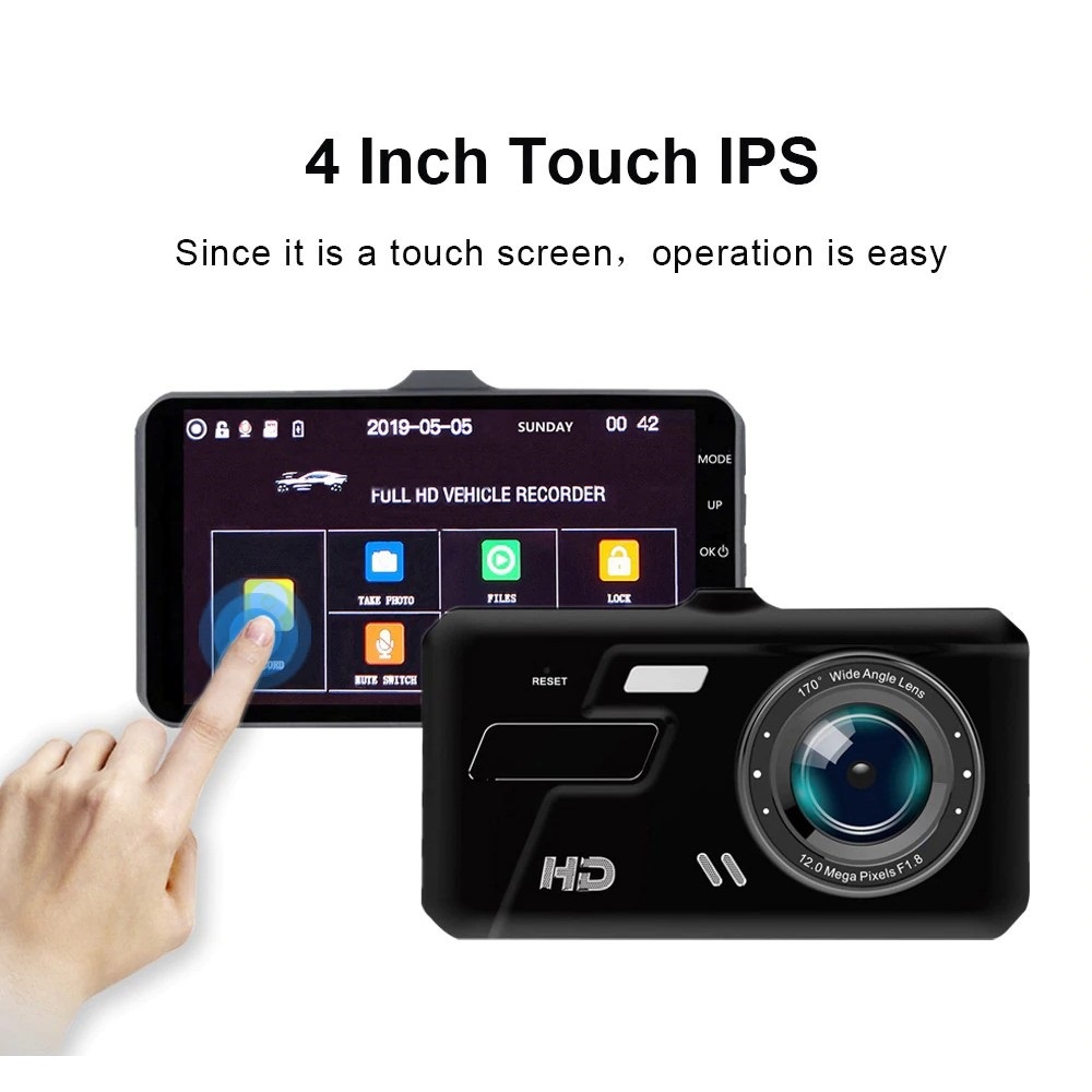 Camera Hành Trình Kép Trước Sau Dual Lens Dành Cho Ô Tô V10 Hỗ Trợ Full HD 1080P - Tích Hợp Màn Hình Cảm Ứng (Đen)