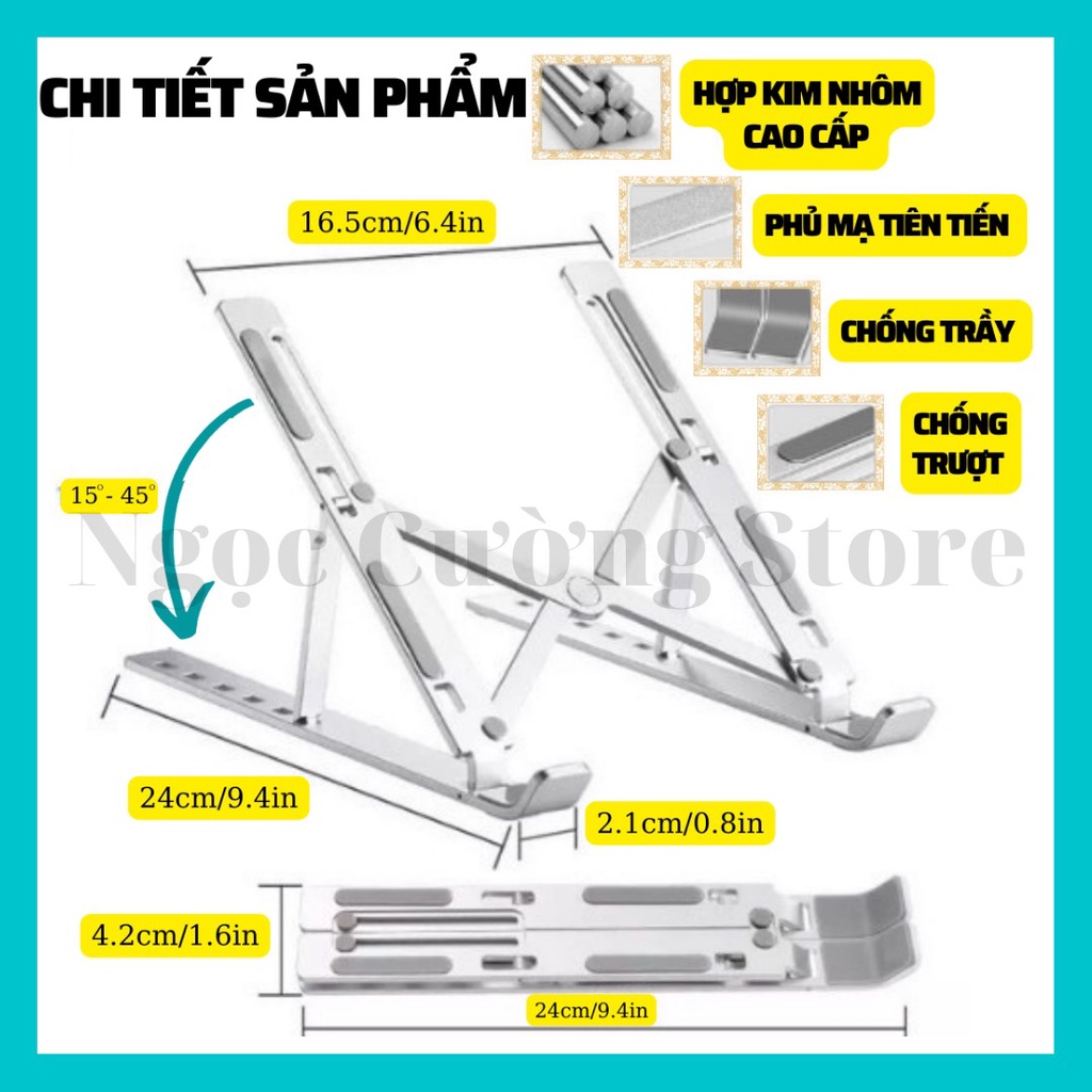 Giá đỡ laptop, macbook, ipad N3 bằng NHÔM CAO CẤP, kệ đỡ máy tính tản nhiệt, gấp gọn, chịu lực siêu tốt