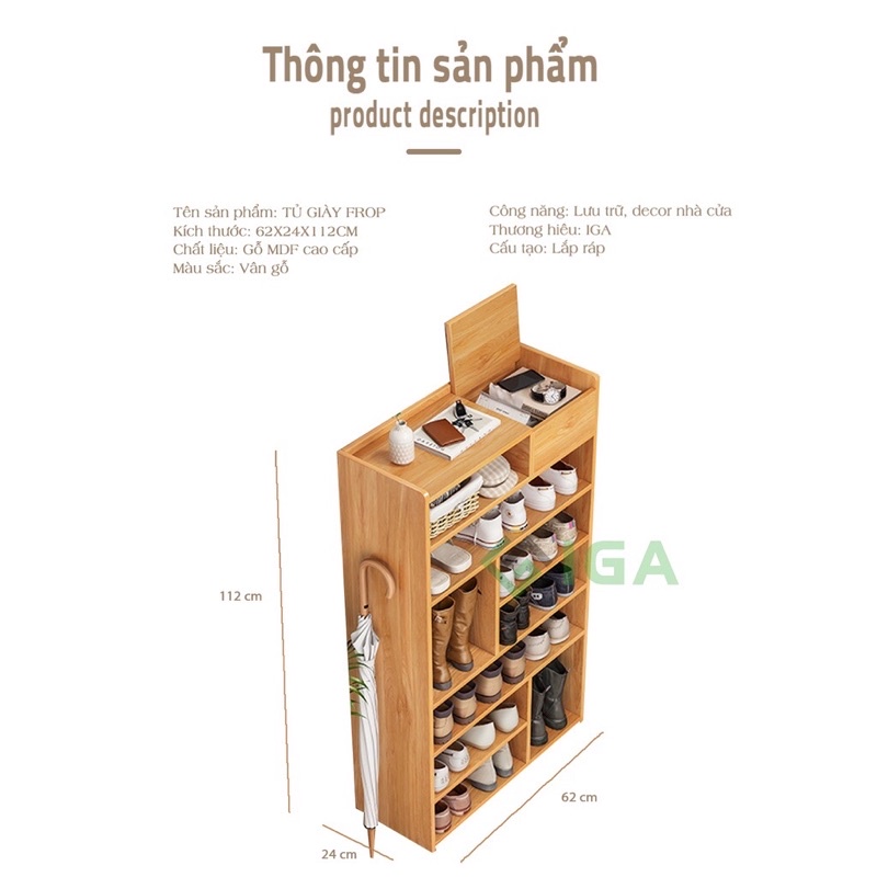 kệ gỗ để giày , tủ giày đa năng có hộp tủ đựng đồ GP159