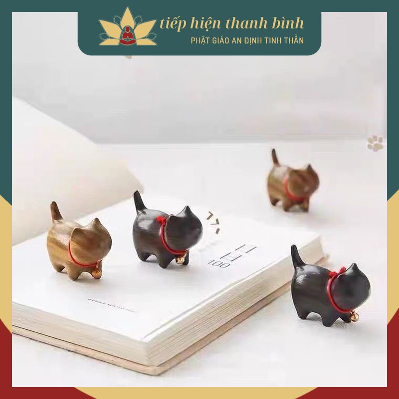 Tượng Mèo Gỗ Đàn Hương Gỗ Mun - nhiều mẫu xinh xắn phù hợp làm móc khóa